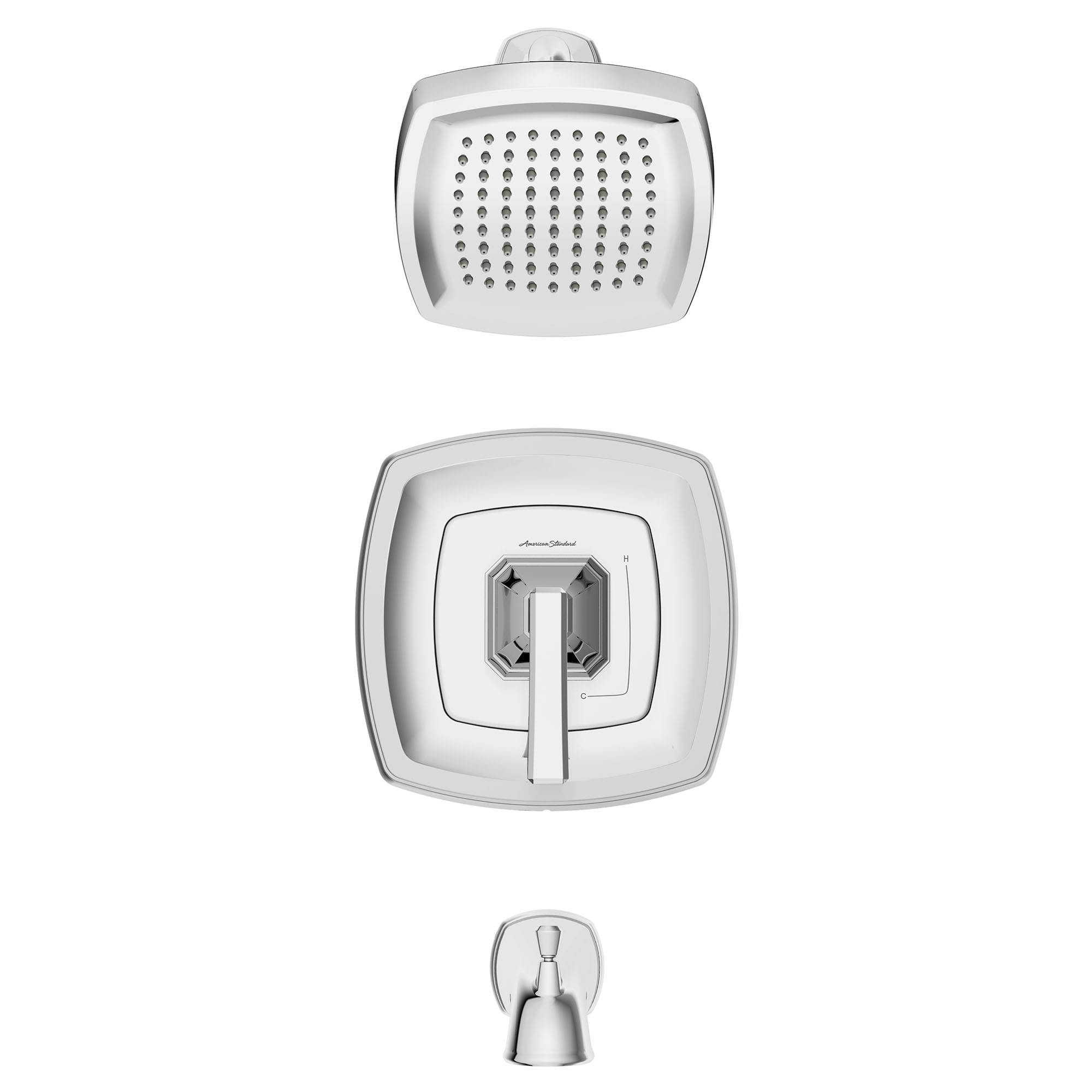 Crawford™ 2.5 gpm/9.5 L/min Tub and Shower Trim Kit With Showerhead, Double Ceramic Pressure Balance Cartridge With Lever Handle